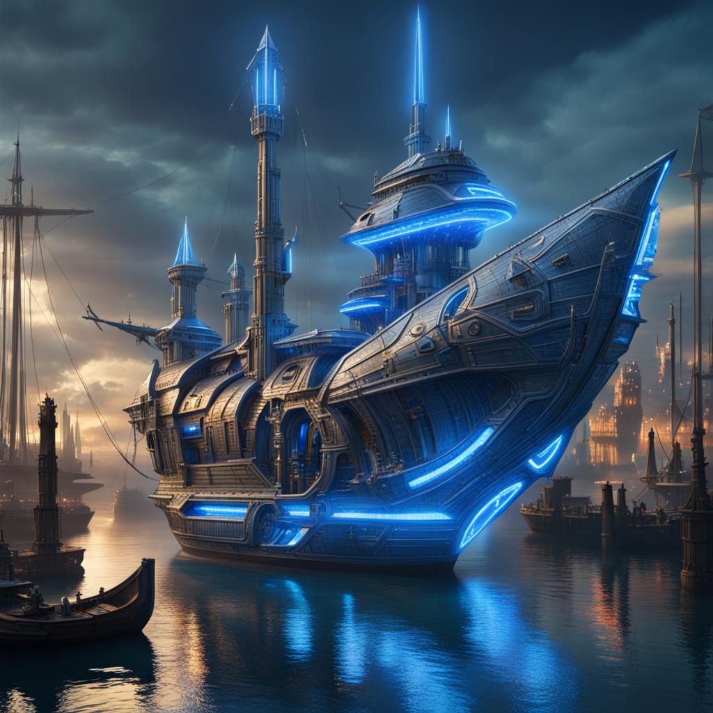 Futuristic medieval ship  by @Mars