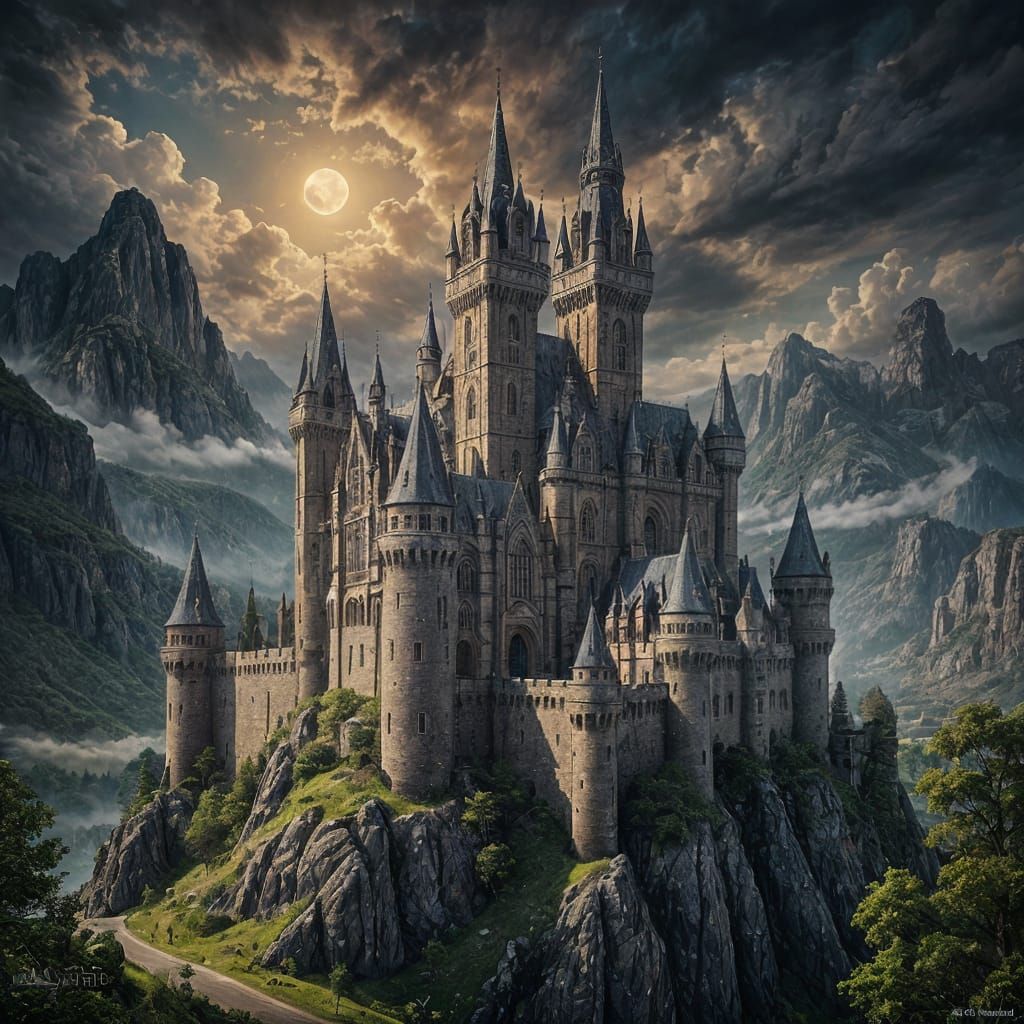 Majestic Gothic Castle with Dramatic Architecture