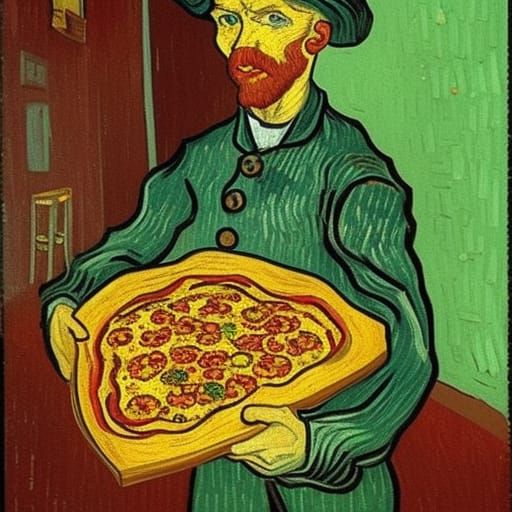 Vincent Van Gogh As Pizza Delivery Boy Ai Generated Artwork