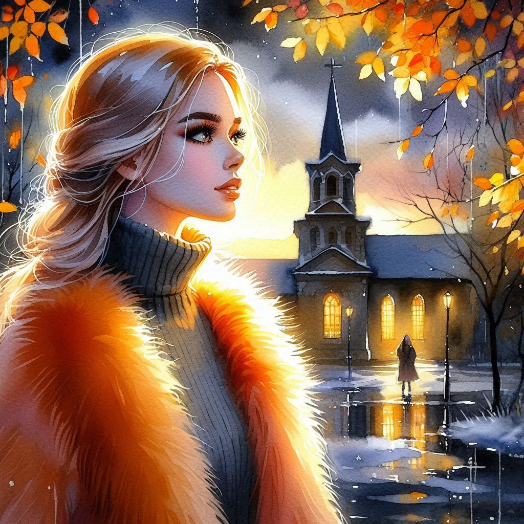 Girl near the church