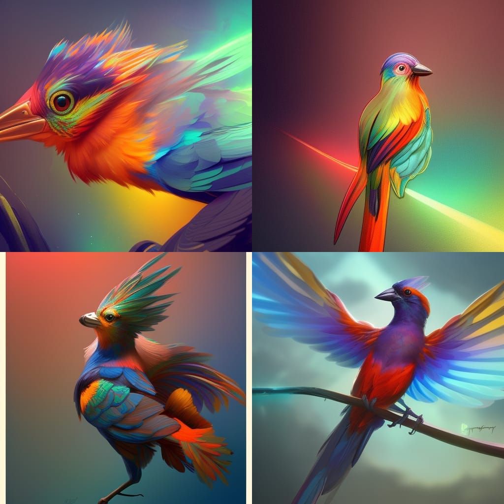 Rainbow coloured Jay bird AI Generated Artwork NightCafe Creator