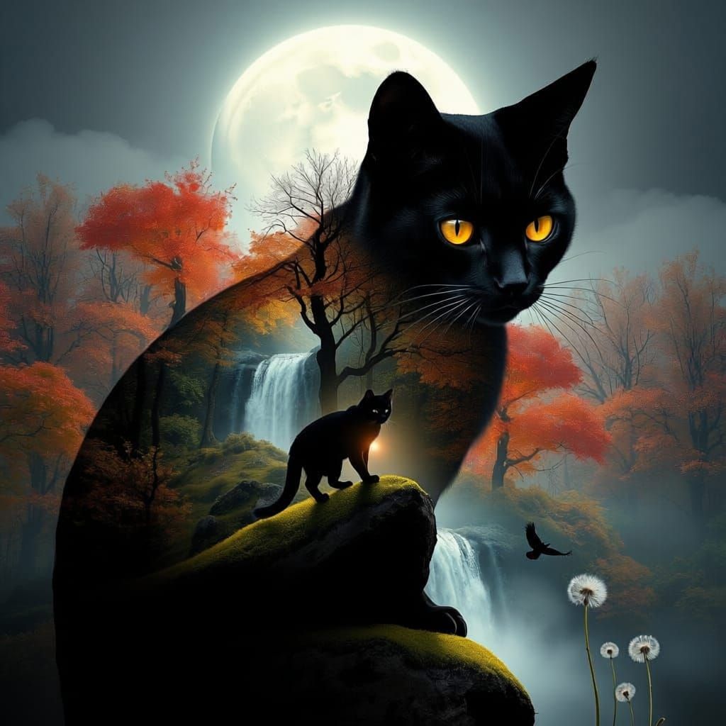 Cat Fills the Night  by @Melanie Rhoades 