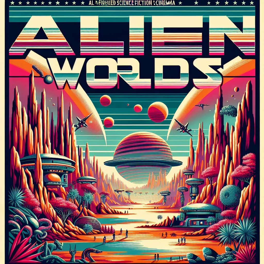 A retro-style poster advertising a classic sci-fi movie call...