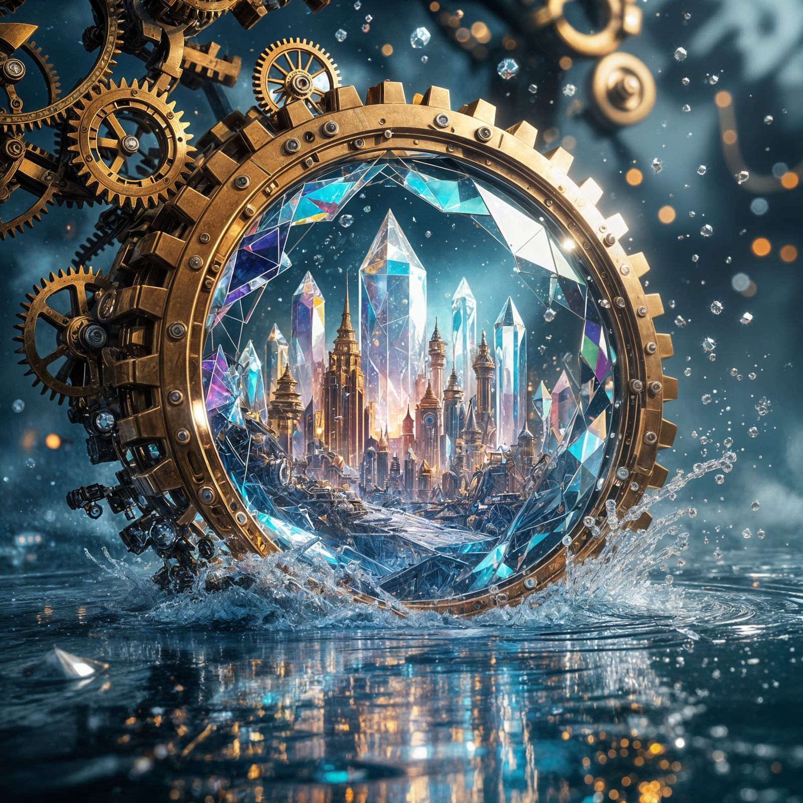 Steampunk gears reveals a city  by @Turasis