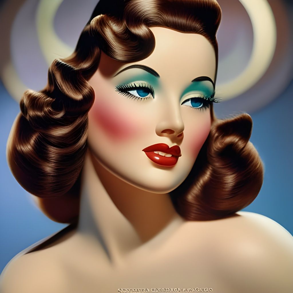 Beautiful voluptuous 1940s pin-up, detailed beautiful perfect face - AI ...