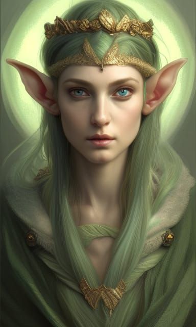 A portrait of a young elven queen  by @_Ari