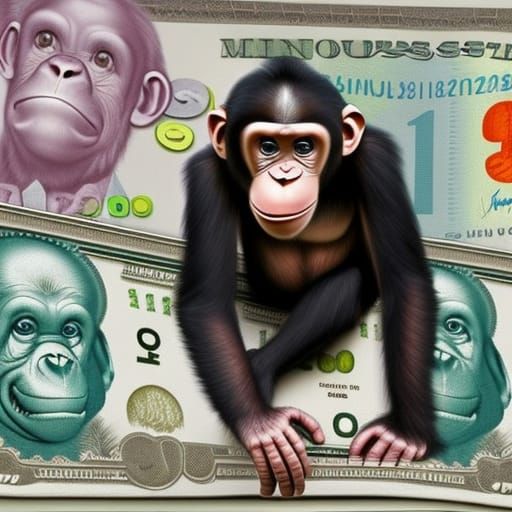 A CHIMP FULL OF BANKNOTE MONEY - AI Generated Artwork - NightCafe Creator