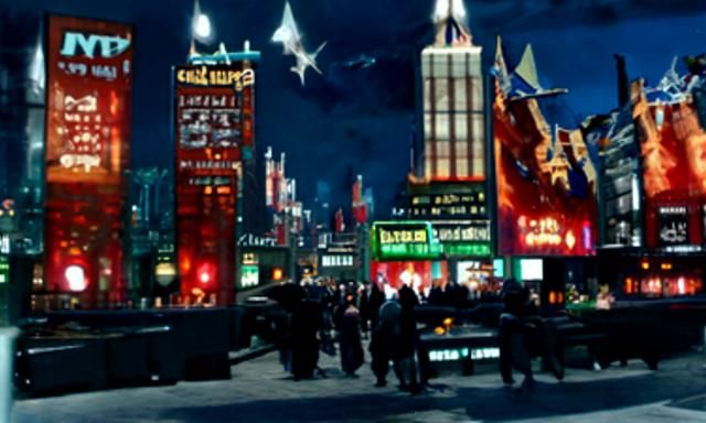 New York Time's Square at night with stars in the sky detail...