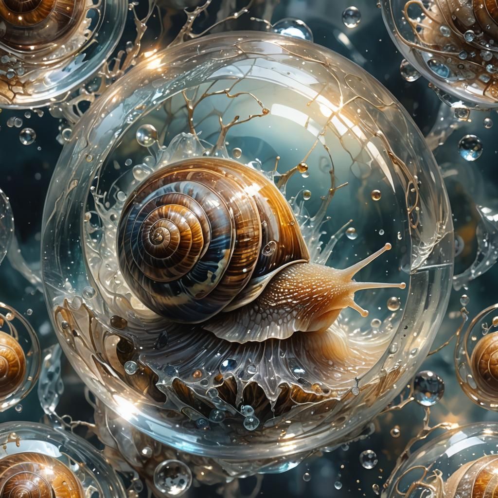 Snail in a bubble  by @QueenKittyKat
