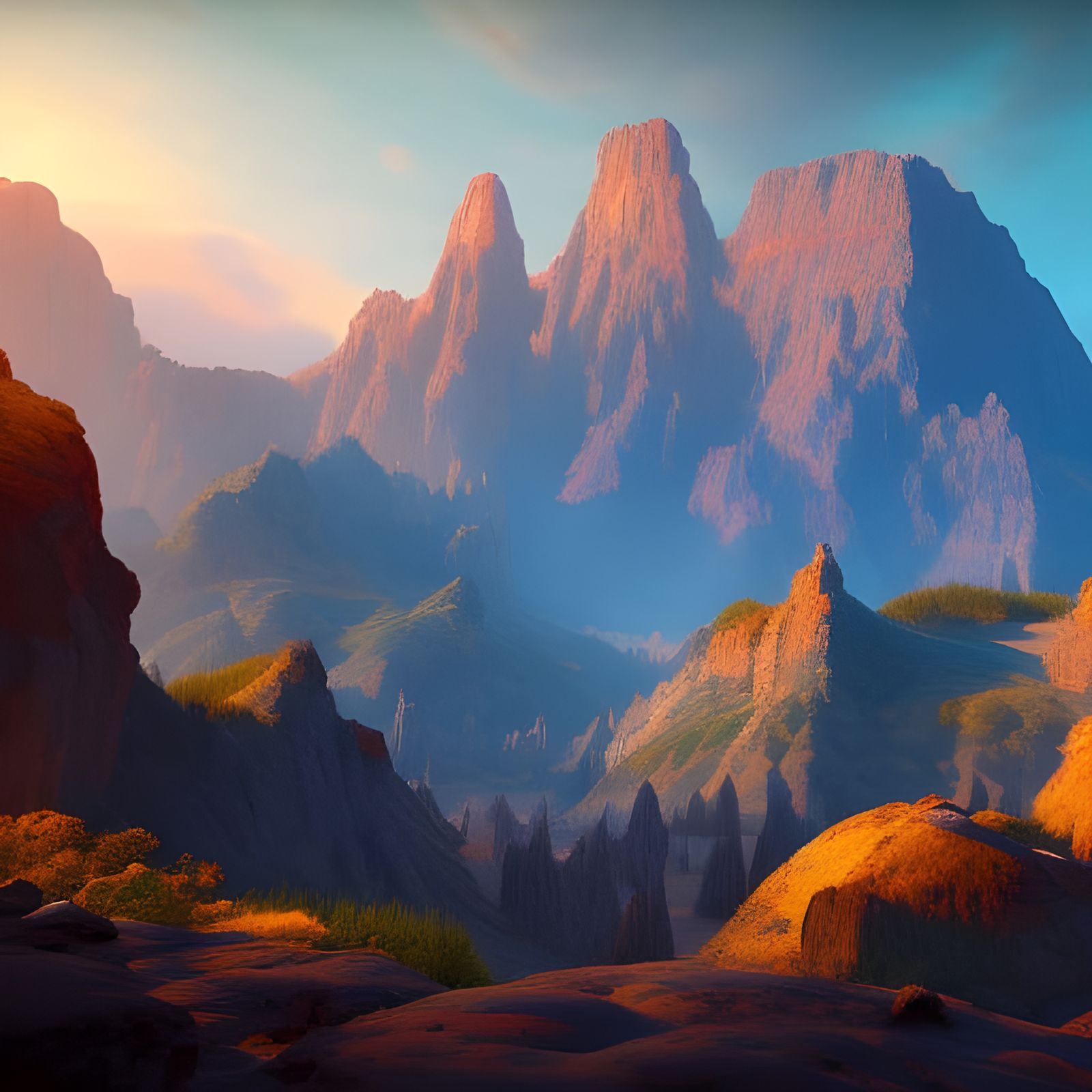 THE GRASND CANYON WITH MOUNTAINS ON TOP