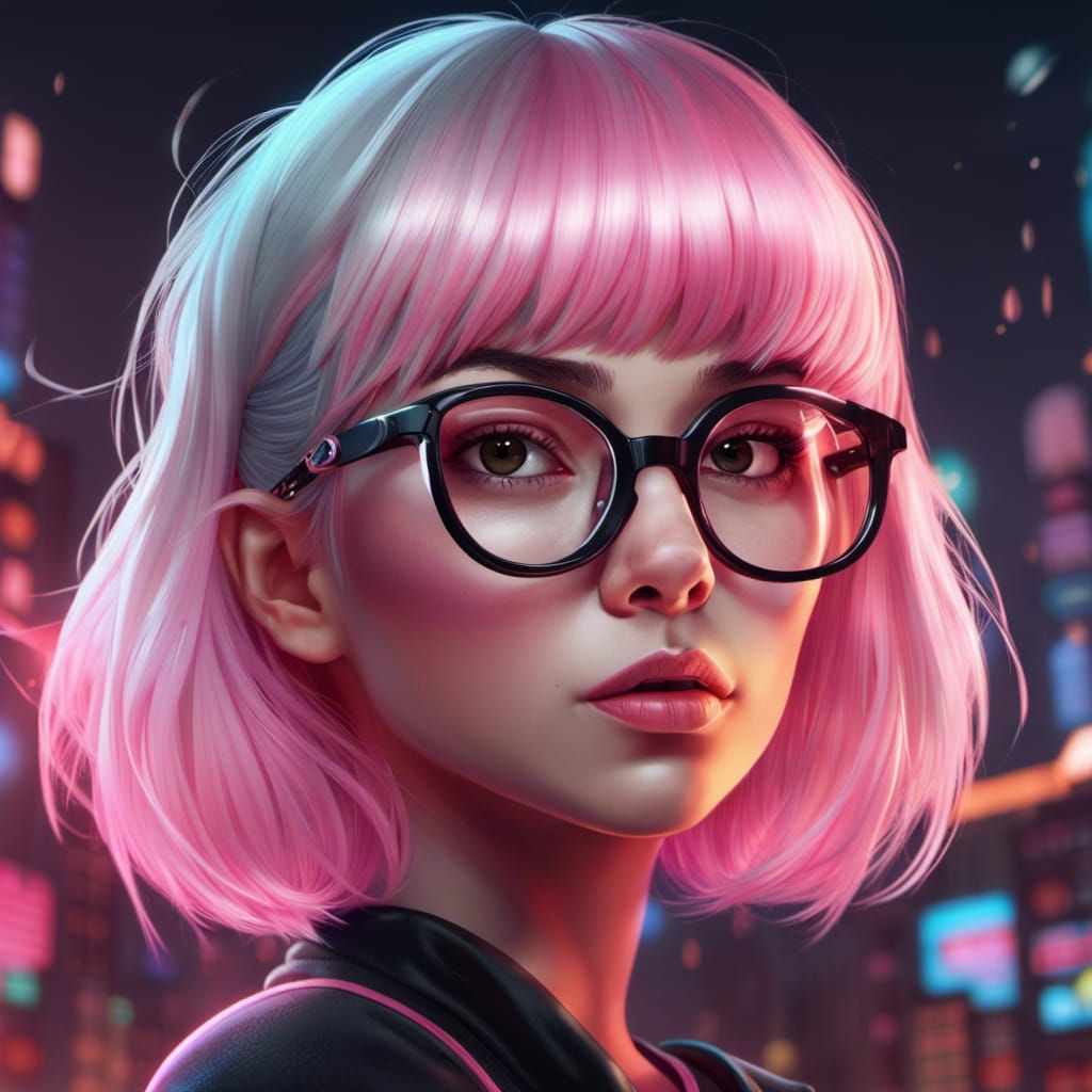 Pink Haired Gamer Girl - AI Generated Artwork - NightCafe Creator