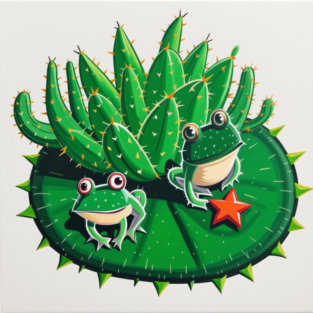 <lora:CACTUS HEART:1.0> Frogs on lilypads
