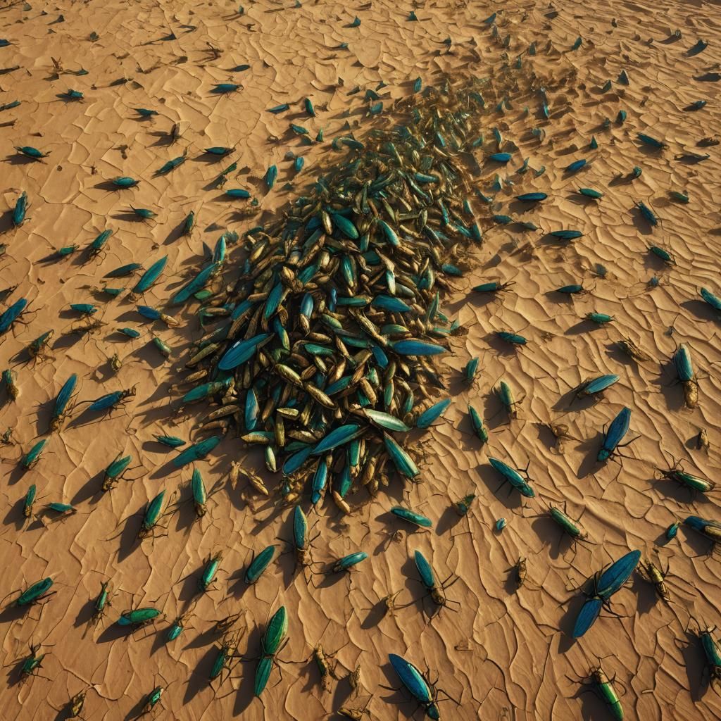 Locust Swarm Devouring Ancient Egypt Harvest