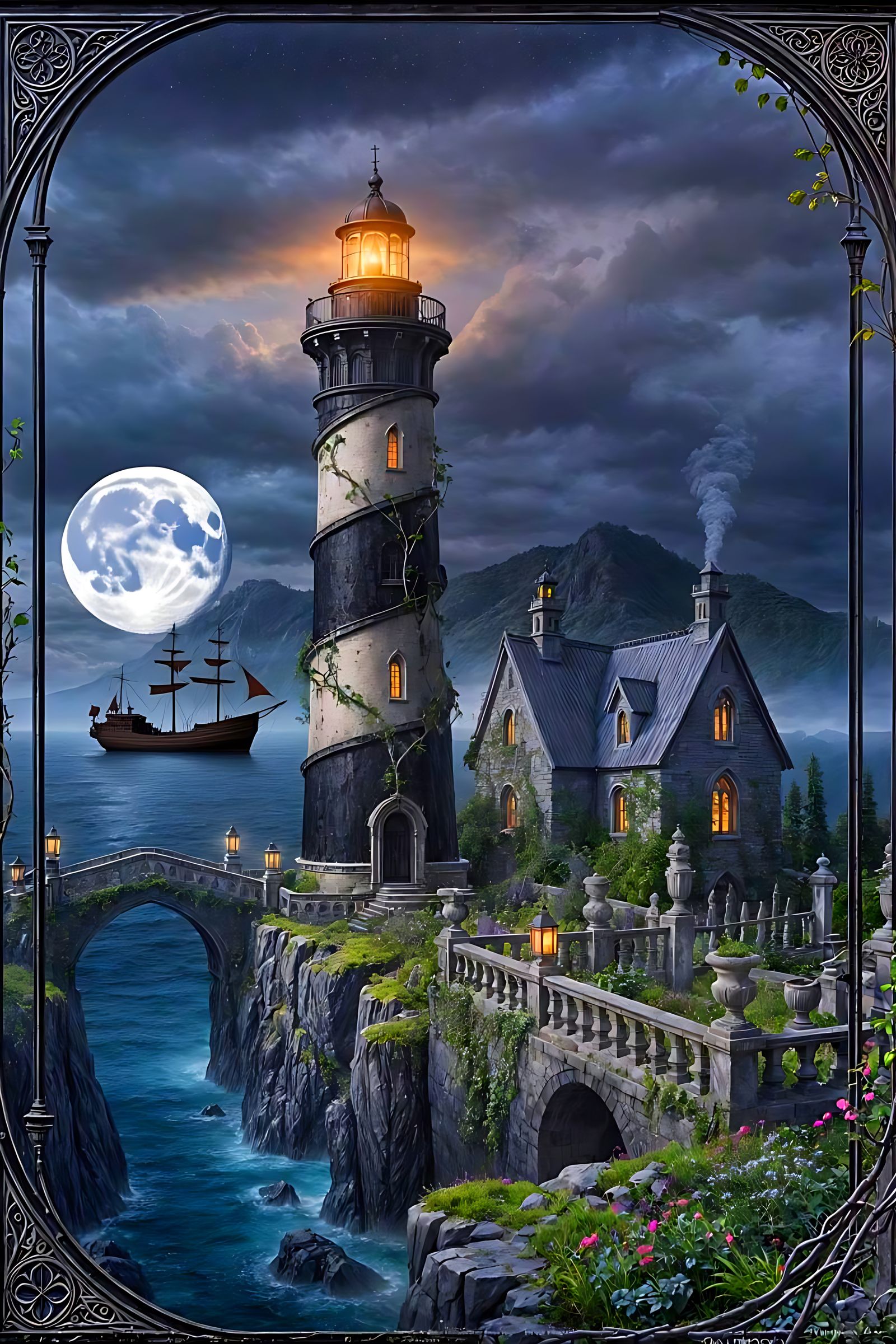 Where the Moon Tends the Lightkeeper’s Flame  by @Hinty