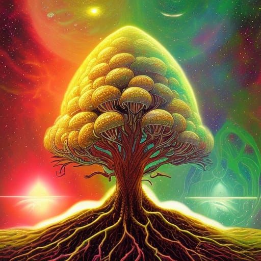Mushrooms. Tree of Life. Galaxy