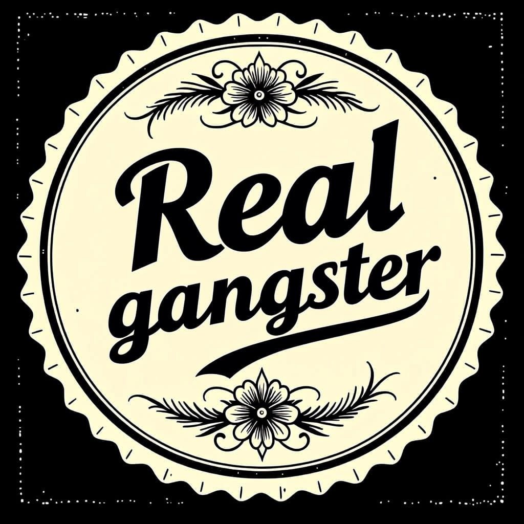 Circular form seal mentioned Original Gangster as text with ink in old artisan format. Make it attractive
