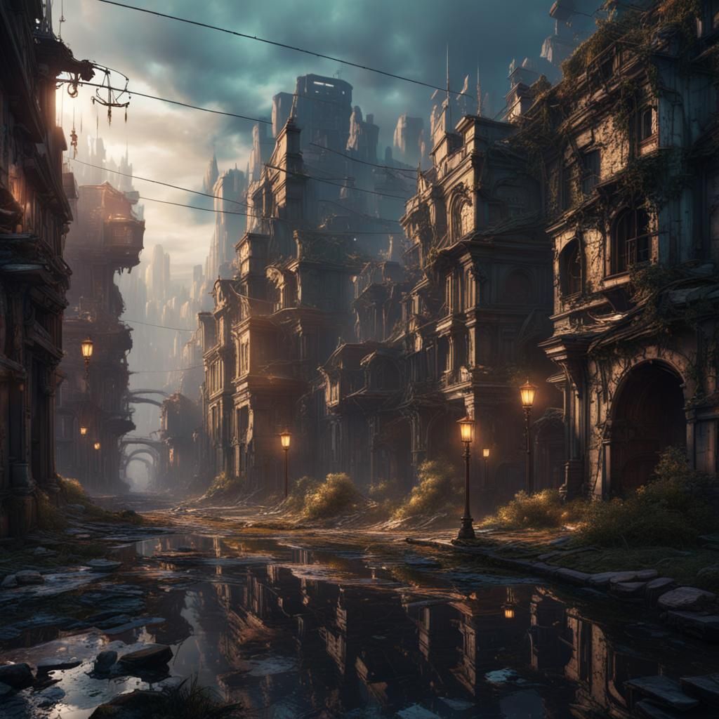 A walk in a city that deteriorates into holograms further aw...