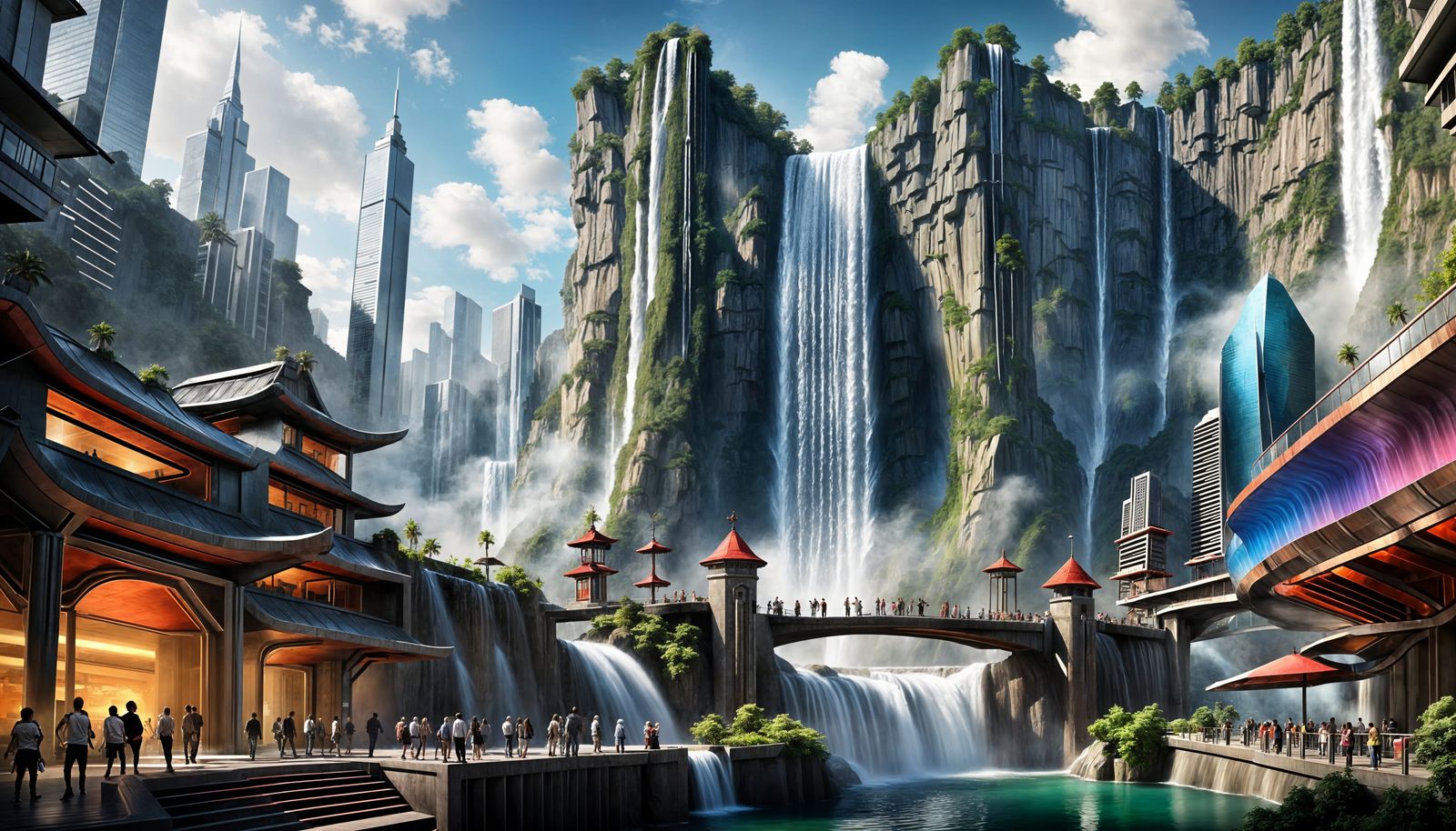 "Waterfall City"  by @AI Artist 