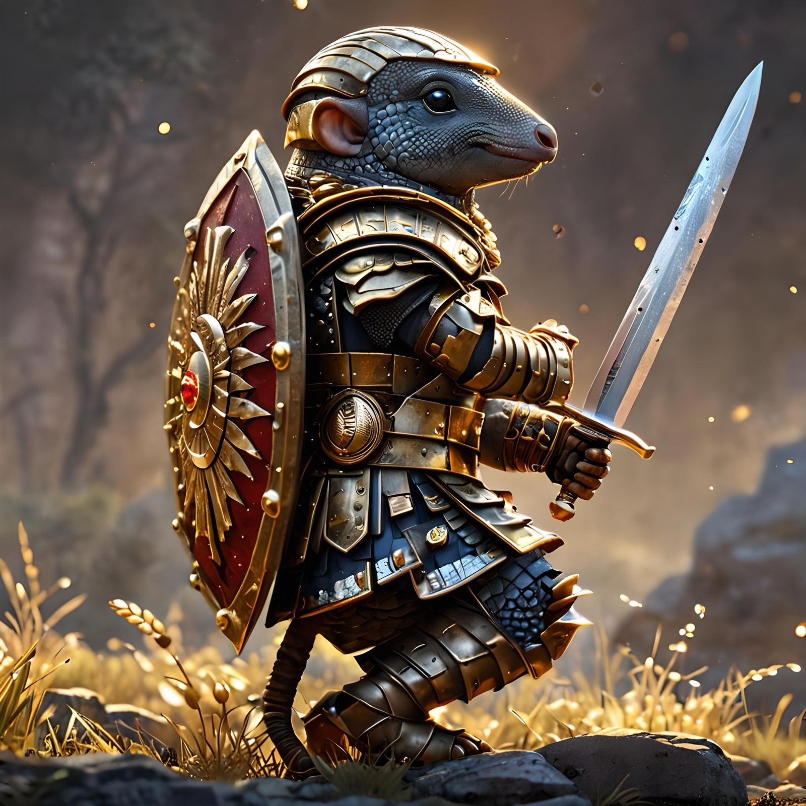 Fantasy Armadillo Warrior  by @KashmirMan