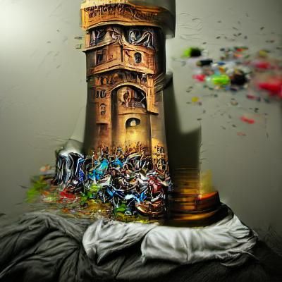 Midnight hour creates the tower of majic detailed painting d...