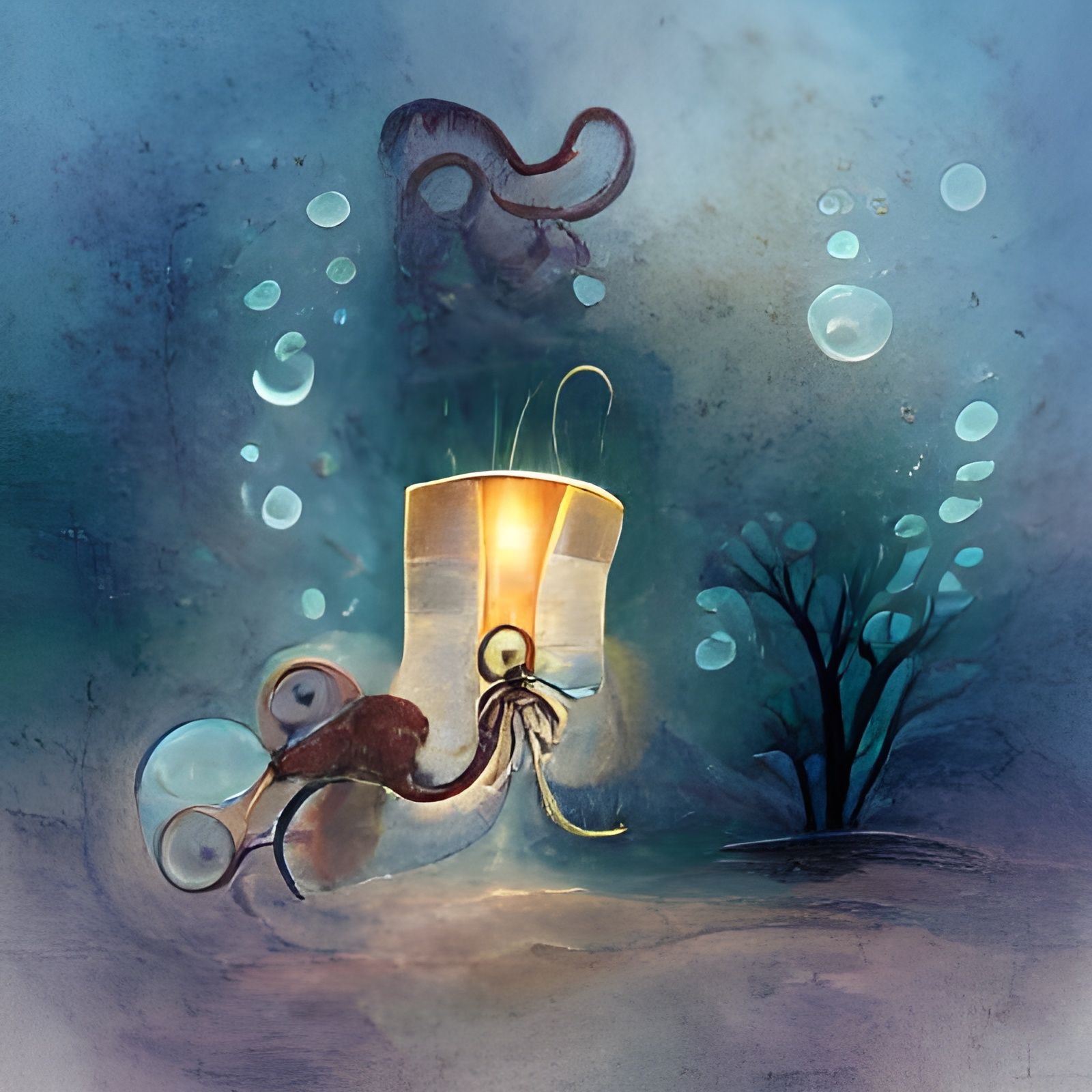 Octopus with a lantern