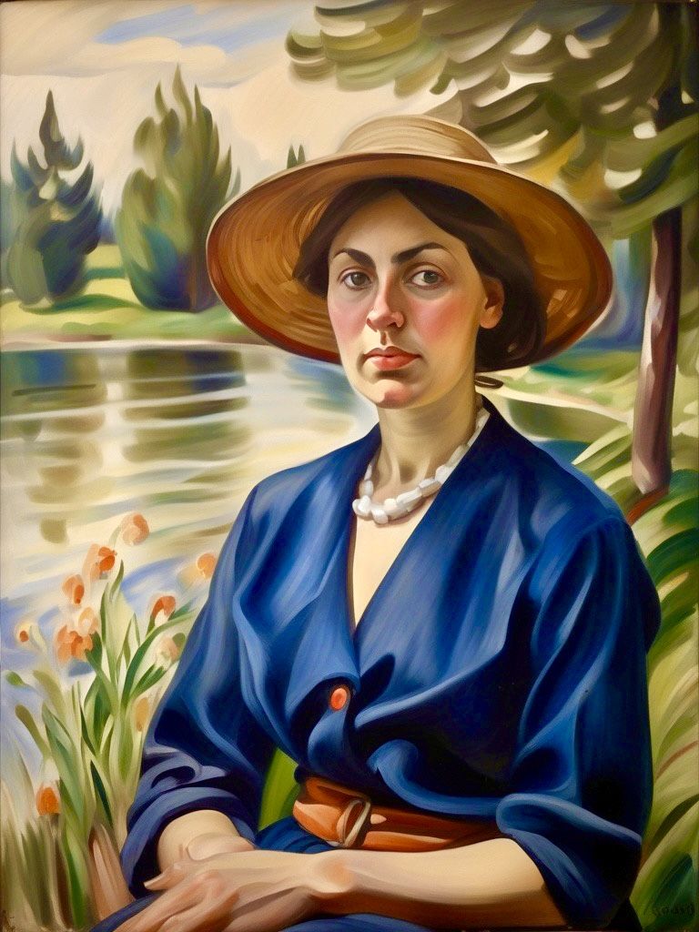 Portrait in the style of Zinaida Serebriakova (Expressionist...