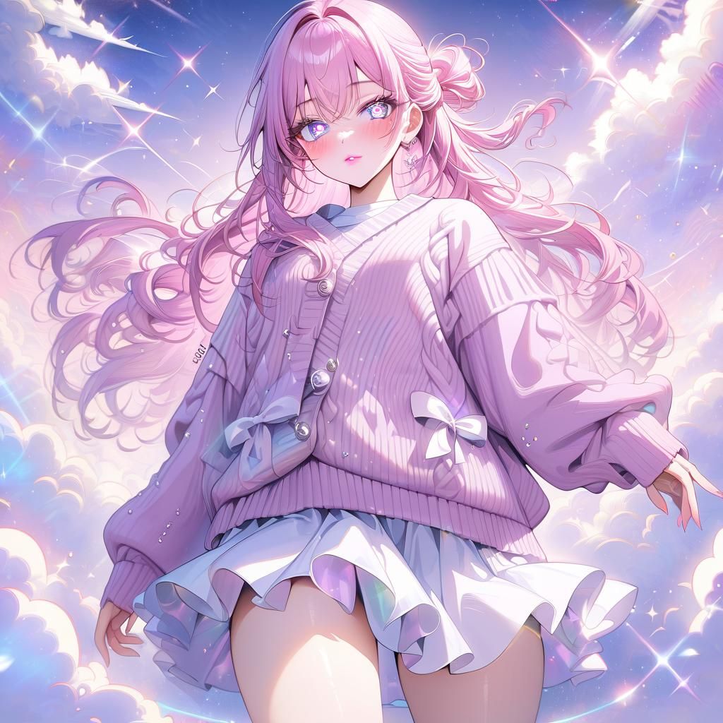 Anime Girl with Pink Hair and Heart Pupils