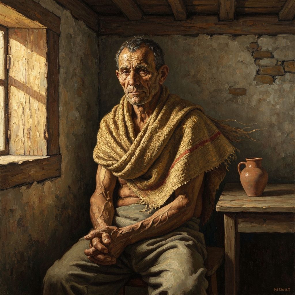 A quiet man resting in a worn room  by @Twiggles