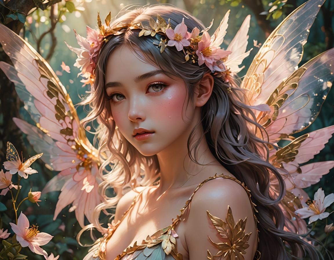 niminy-piminy fairy with wings jutting out of her scapulas art by atey ghailan, painterly anime style at pixiv, art by kantoku, in art style...