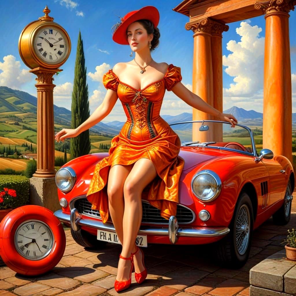 Renaissance Beauty in a Surreal Landscape