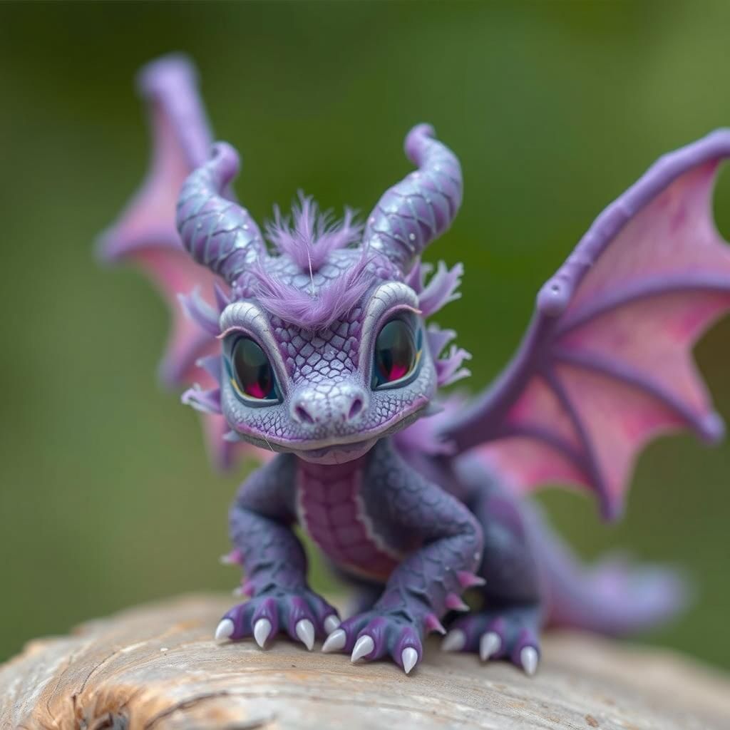 Adorable Purple Dragon in Flower Macro