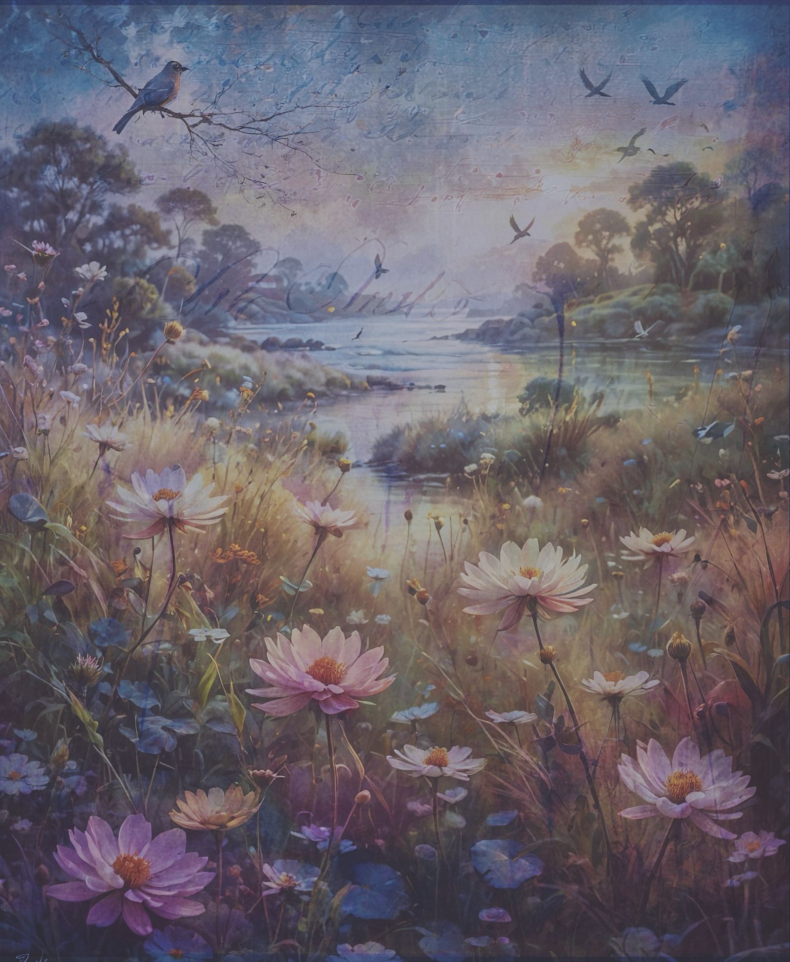 Tranquil serene picturesque floral bloom: