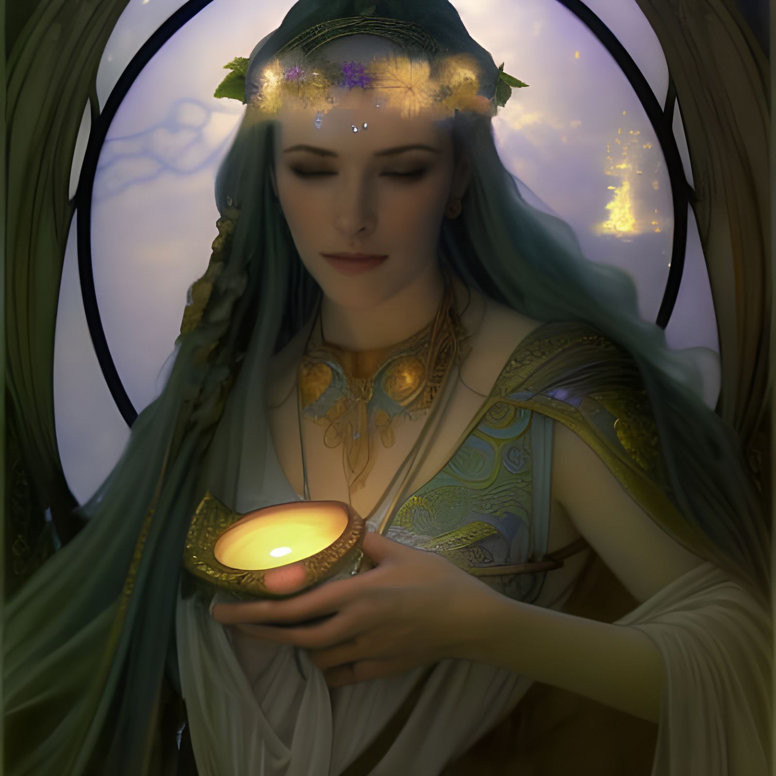 Azura, Queen of Dawn and Dusk in Art Nouveau Style