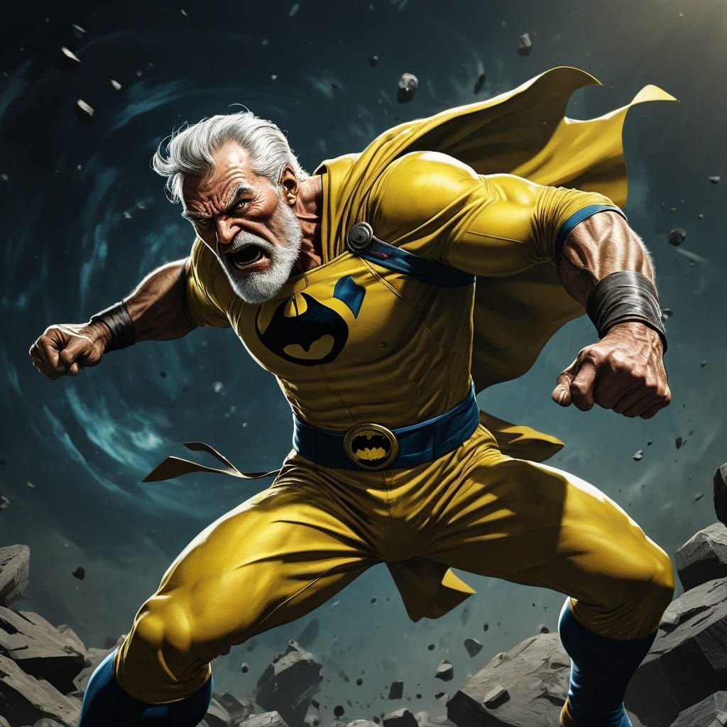 Old Hero Punches Through Cosmic Multiverse in Yellow Suit