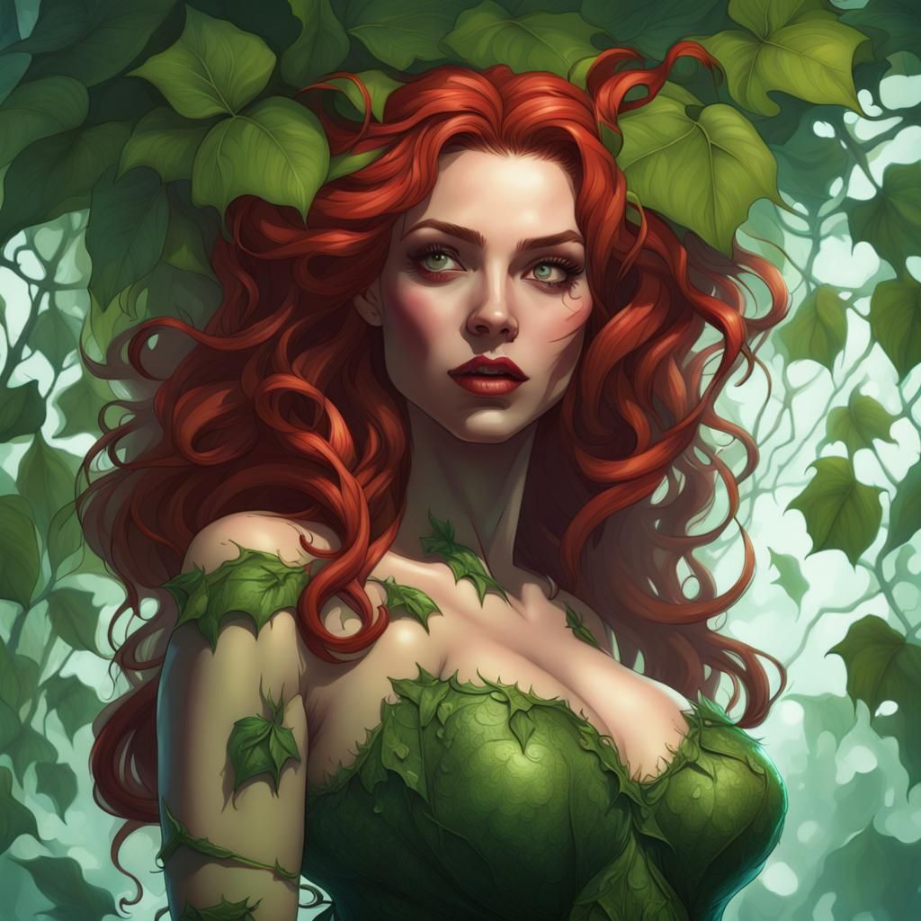 Poison ivy 90s Tim Burton style scarlet Johanson head and shoulders ...