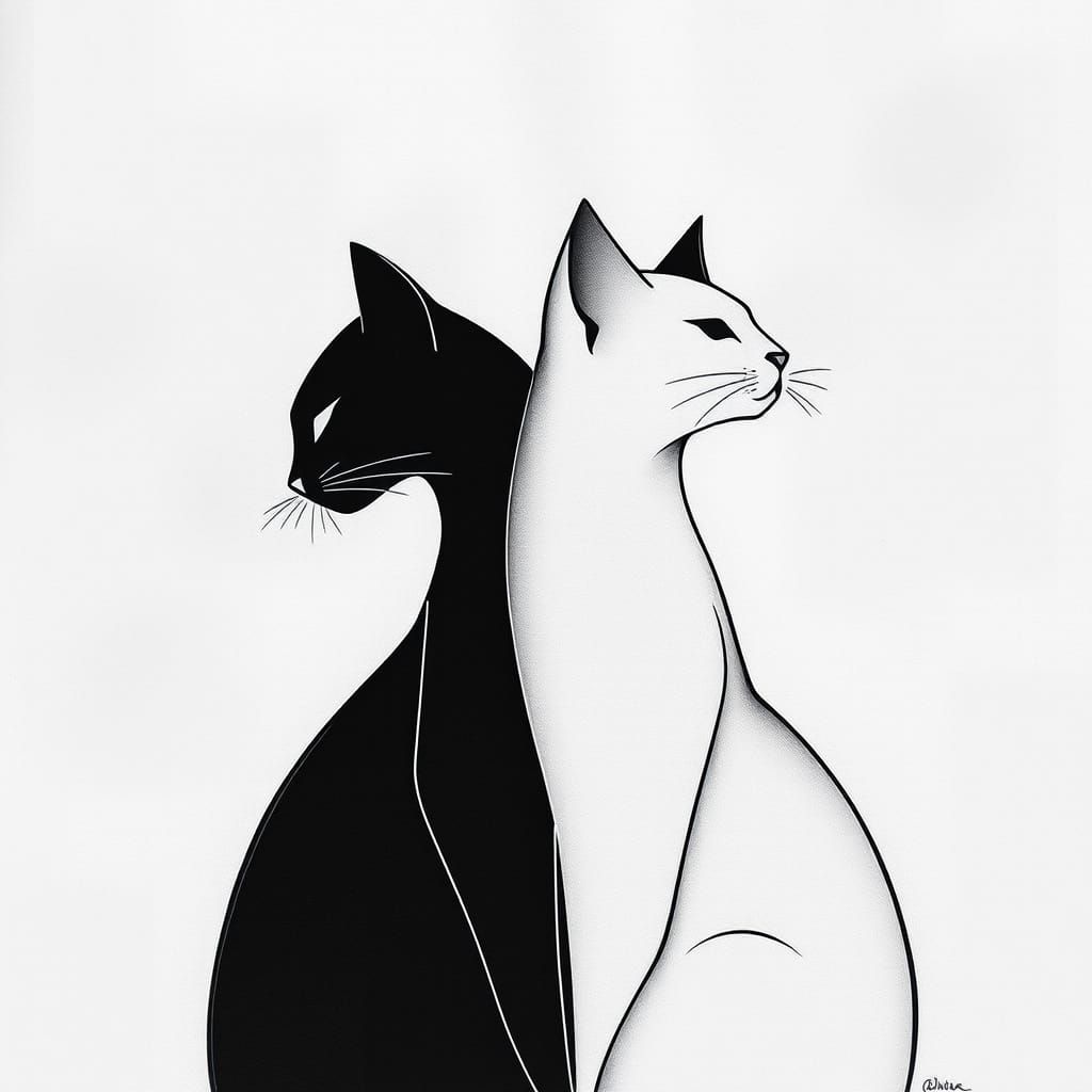 Black White Cats  by @PurpleSunSet