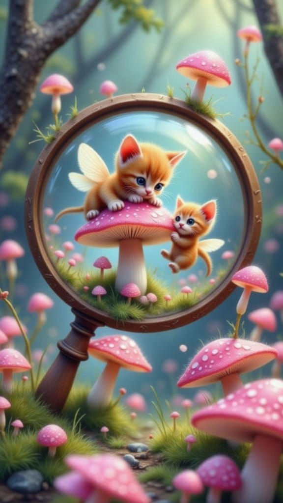 Fairy Forest Kittens Revealed in Magnifying Glass