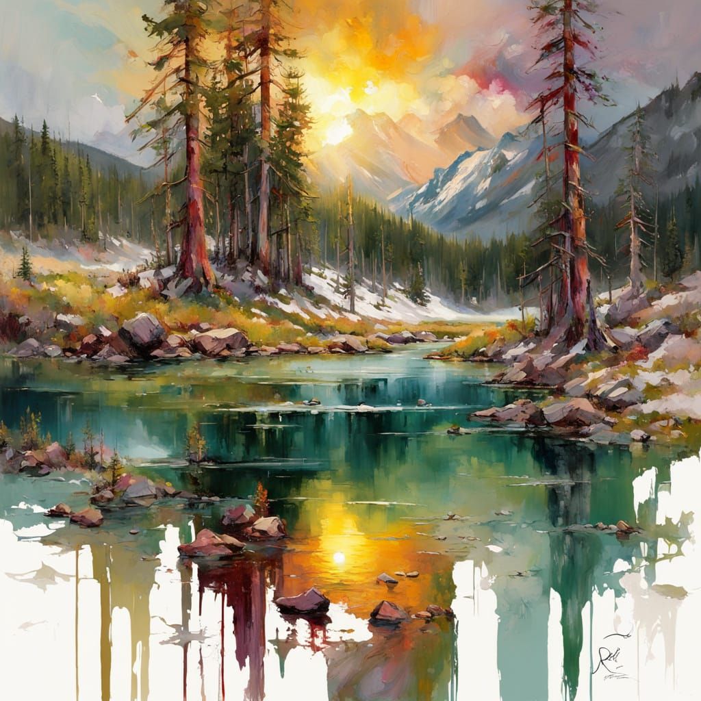 Yellowstone in springtime at red copper sunset   by @Mapont