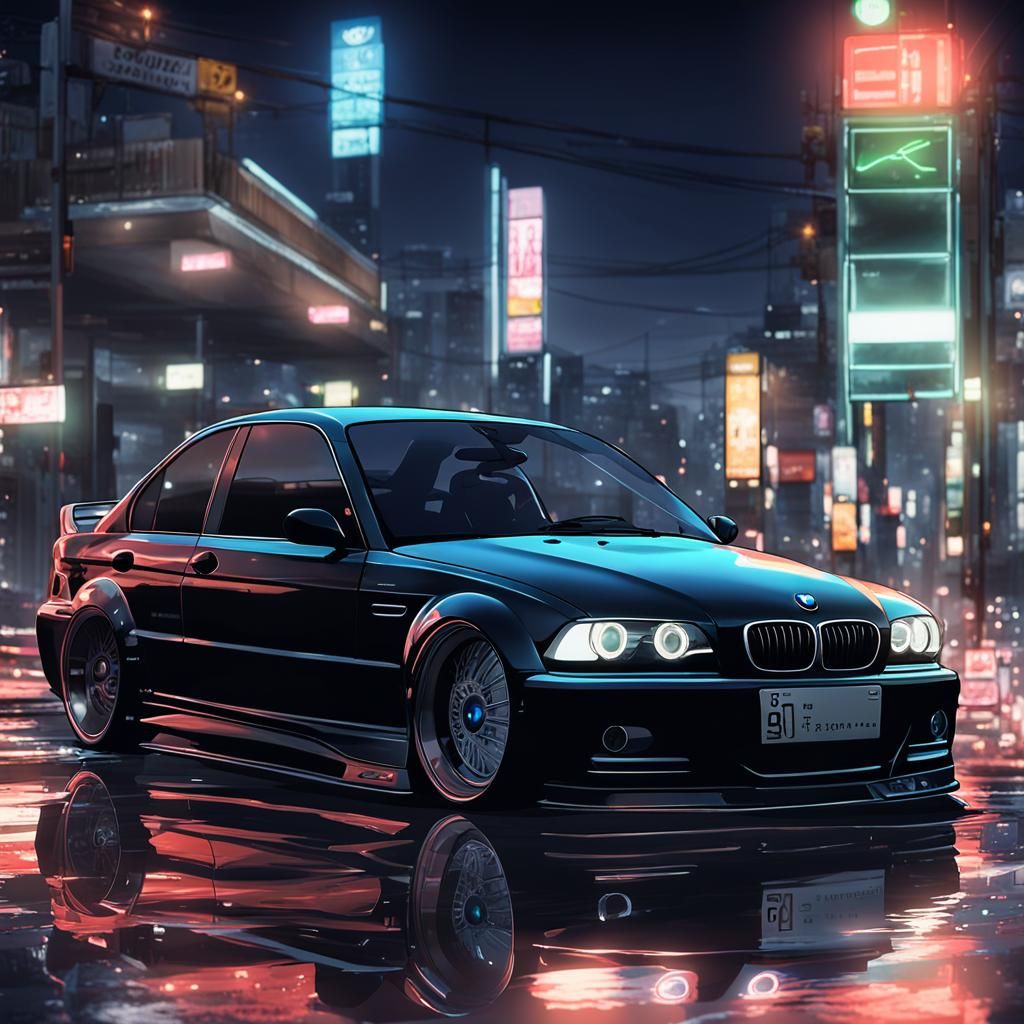 Car Radio in a BMW e46 at night
