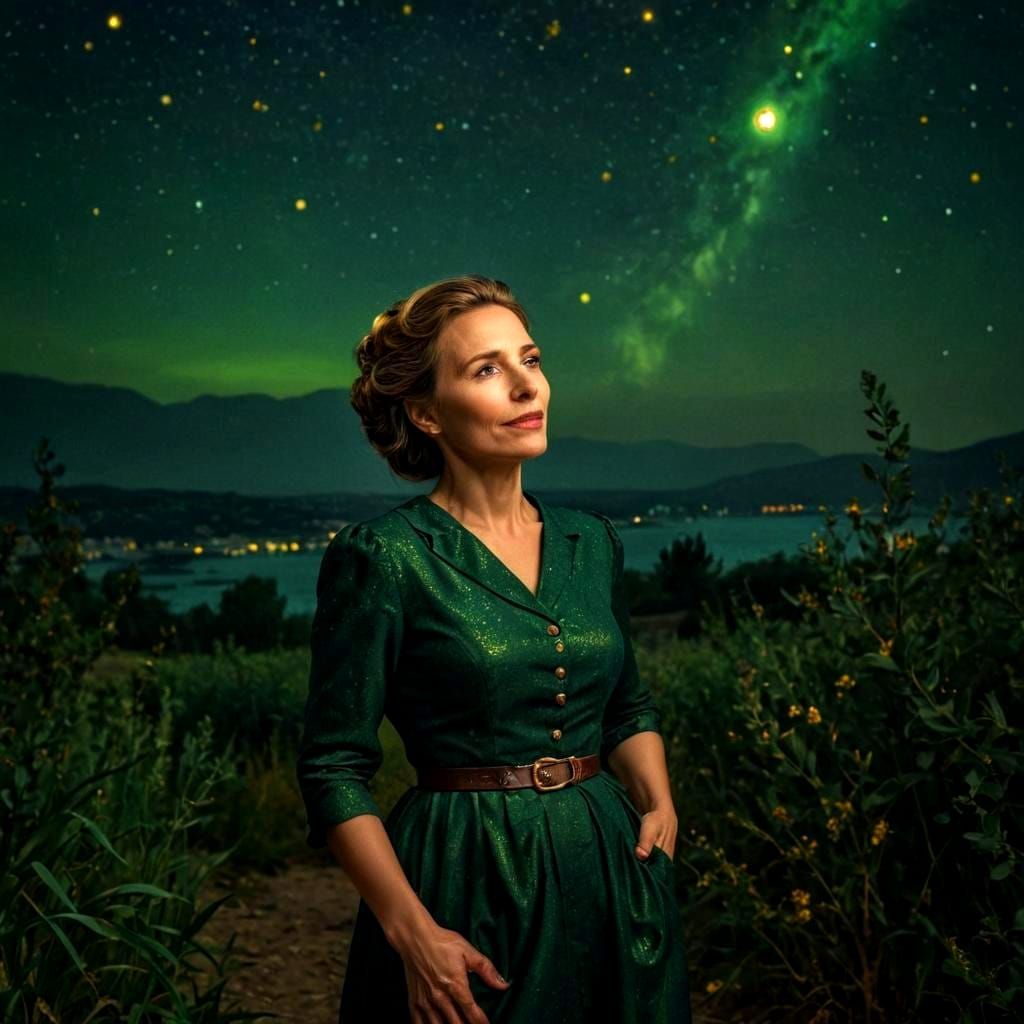 Charismatic Lady in the Starry Night