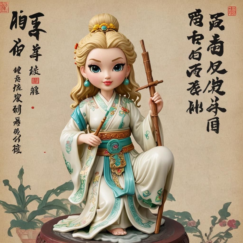 Taylor Swift Gorgeous blonde bobblehead Quan Yin in traditio...