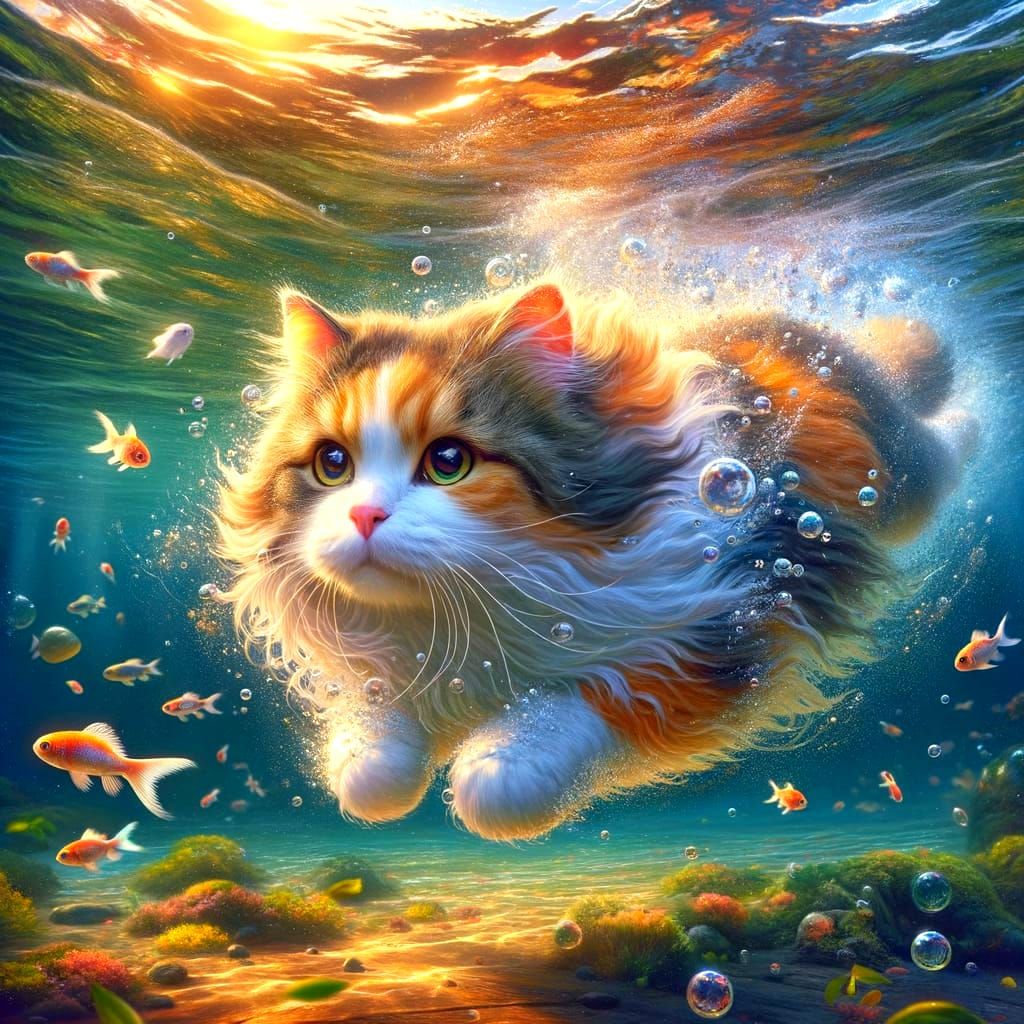 el gato y los peces