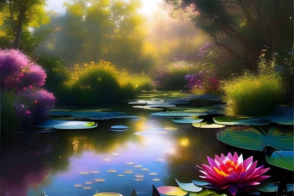 Water lilies - AI Generated Artwork - NightCafe Creator