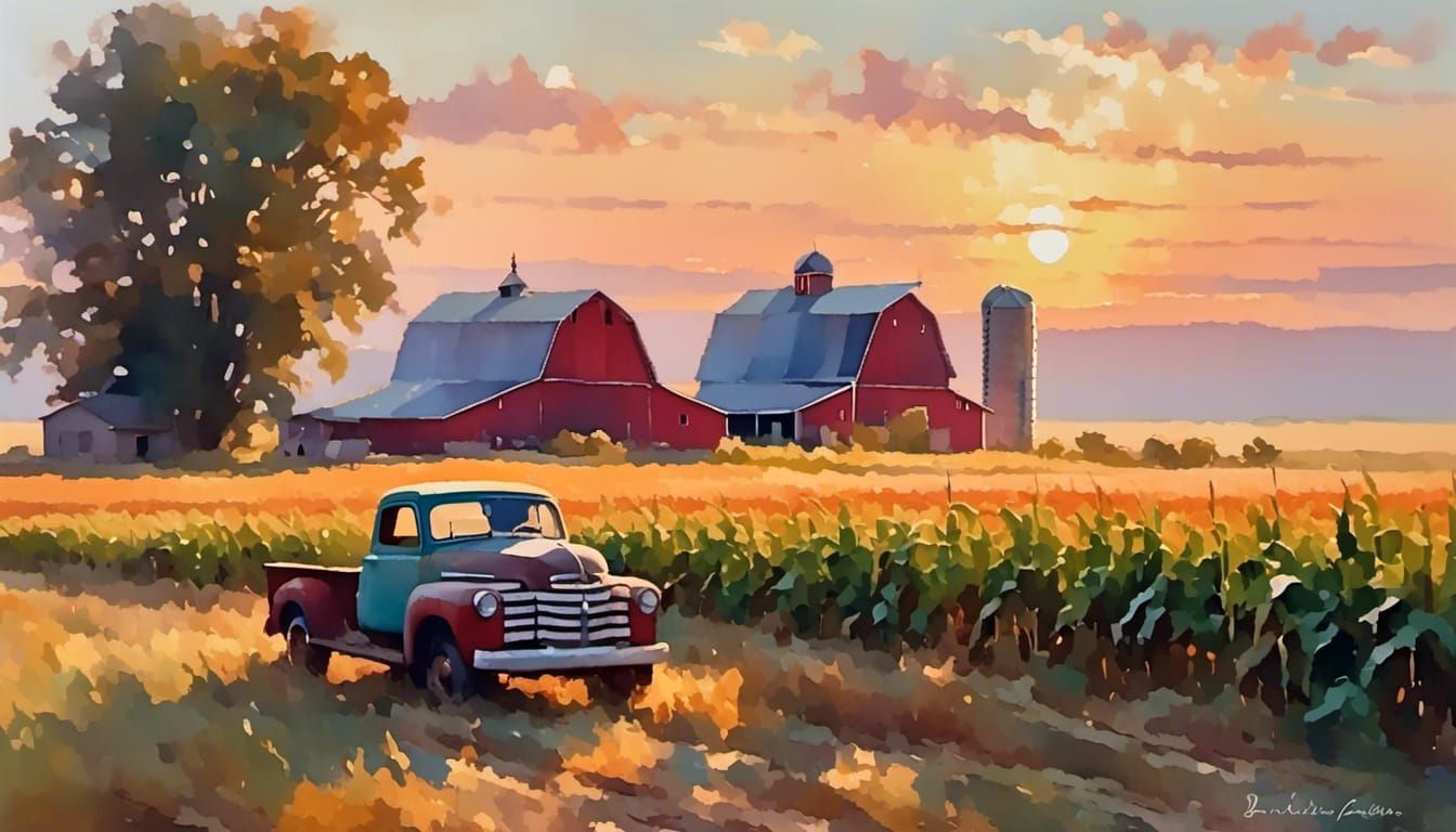 Back Acreage Cornfield Just After Dawn