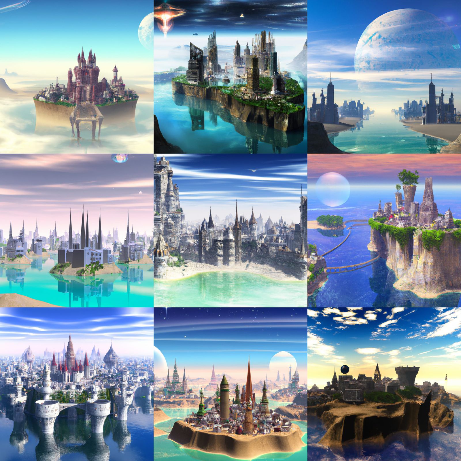 Fantasy city near ocean