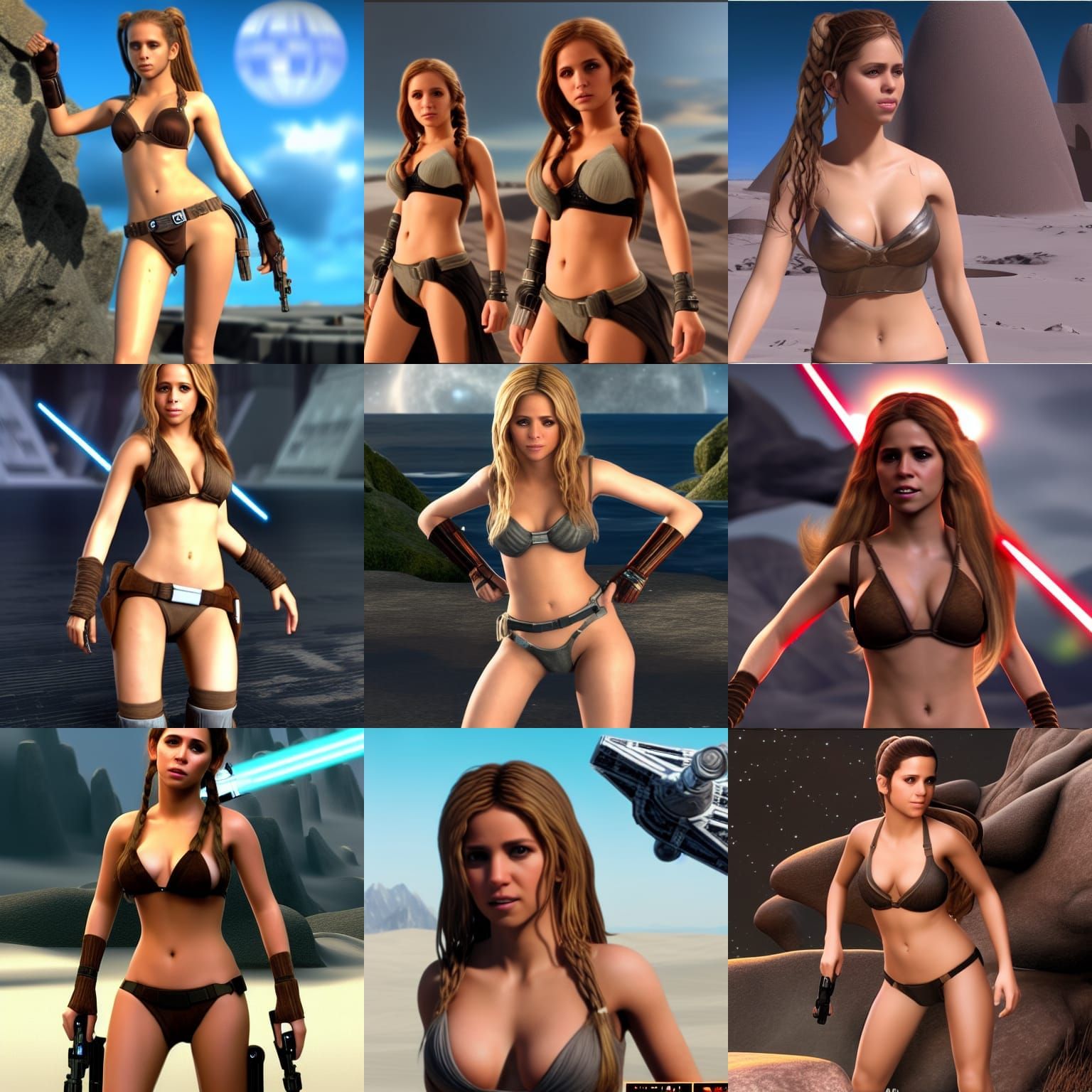 realistic shakira star wars leia metal bikini unreal engine full high  definition 1080p - AI Generated Artwork - NightCafe Creator