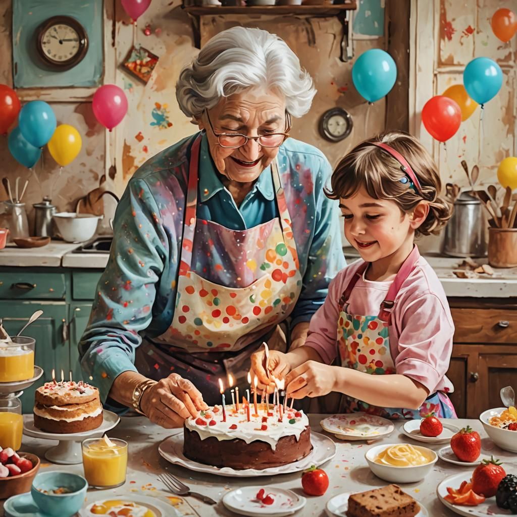 Baking with Grandma.  by @Omimimo