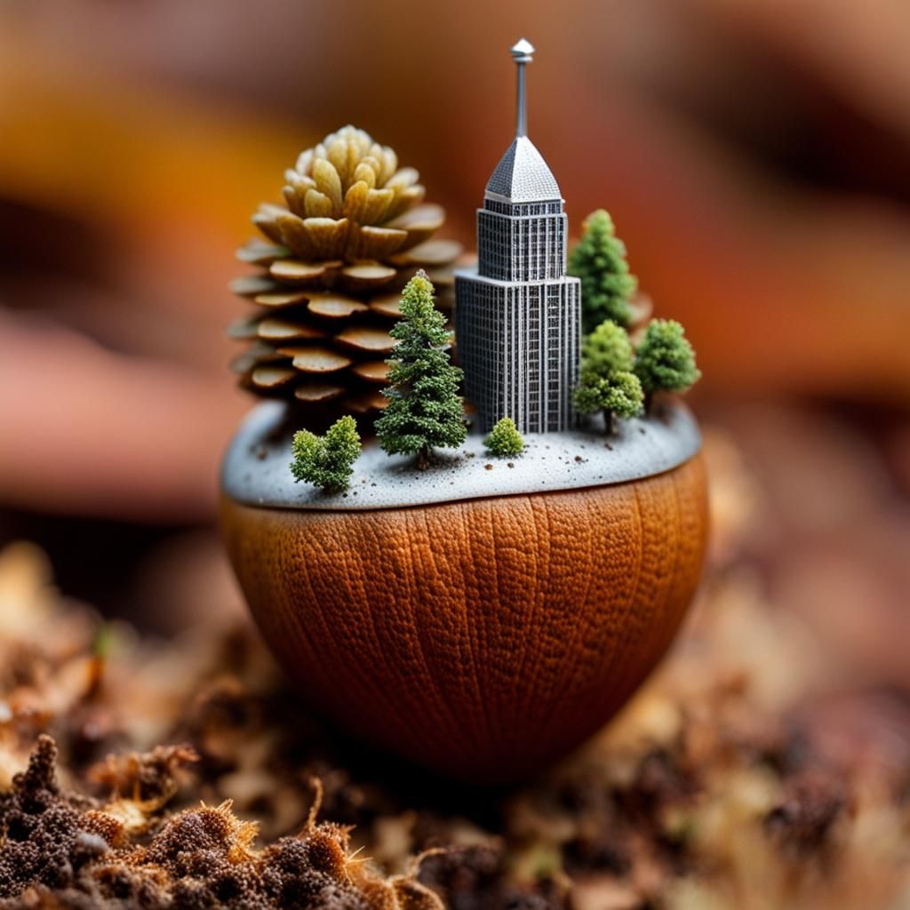 Tiny little skyscrapers on an acorn  by @GloryAut