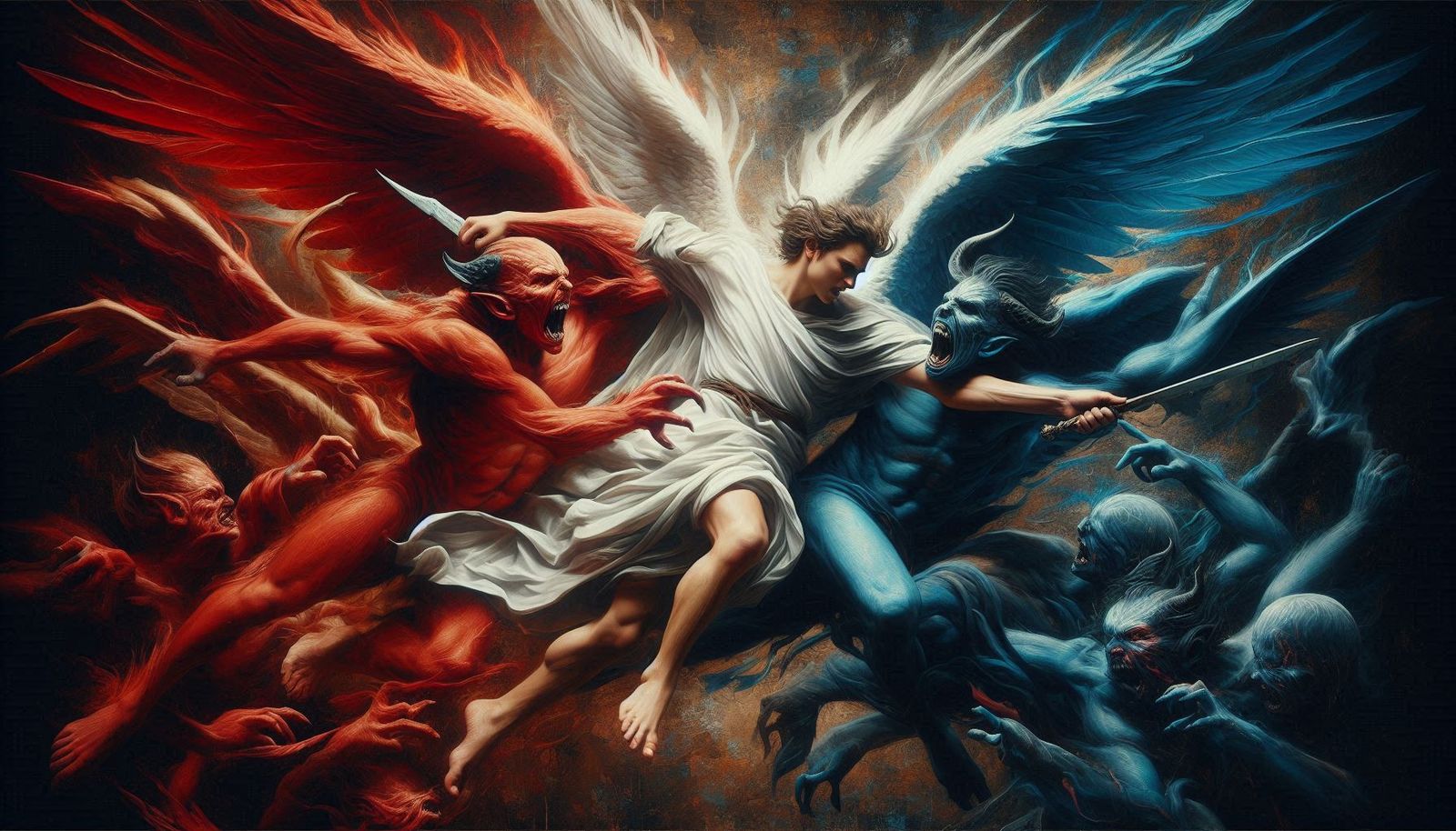 Le dur combat du bien contre le mal.