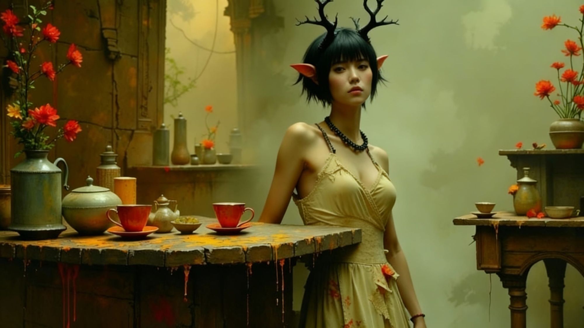 Backdoor bored at a cafe